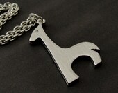 Mod Giraffe Necklace, Silver Modern Giraffe Charm on a Silver Cable Chain