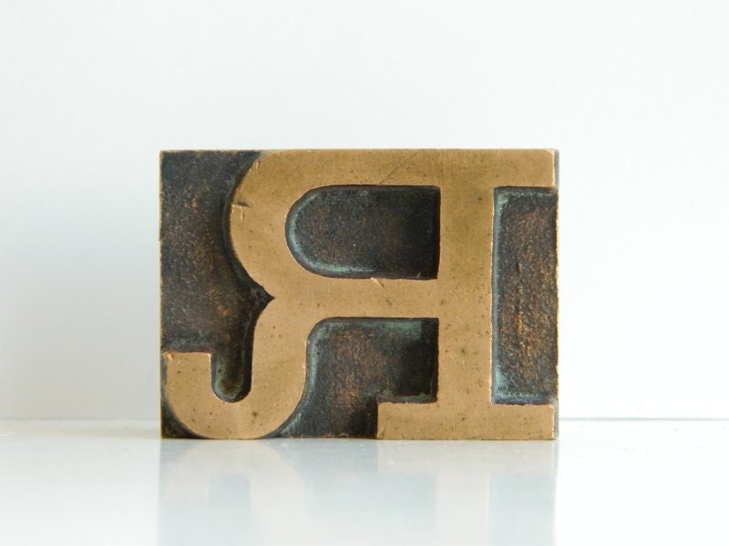 Brass Letterpress Type Initial Letter R