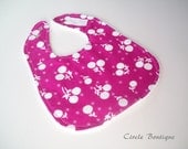 Magenta Flower Reversible Minky Bib