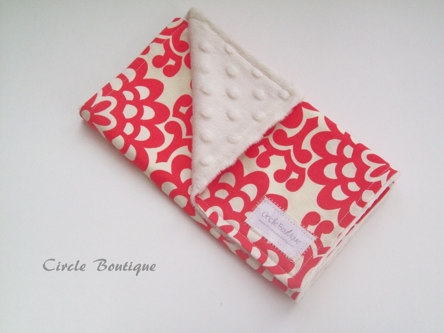 Cherry Wallflower Minky Burp Cloth