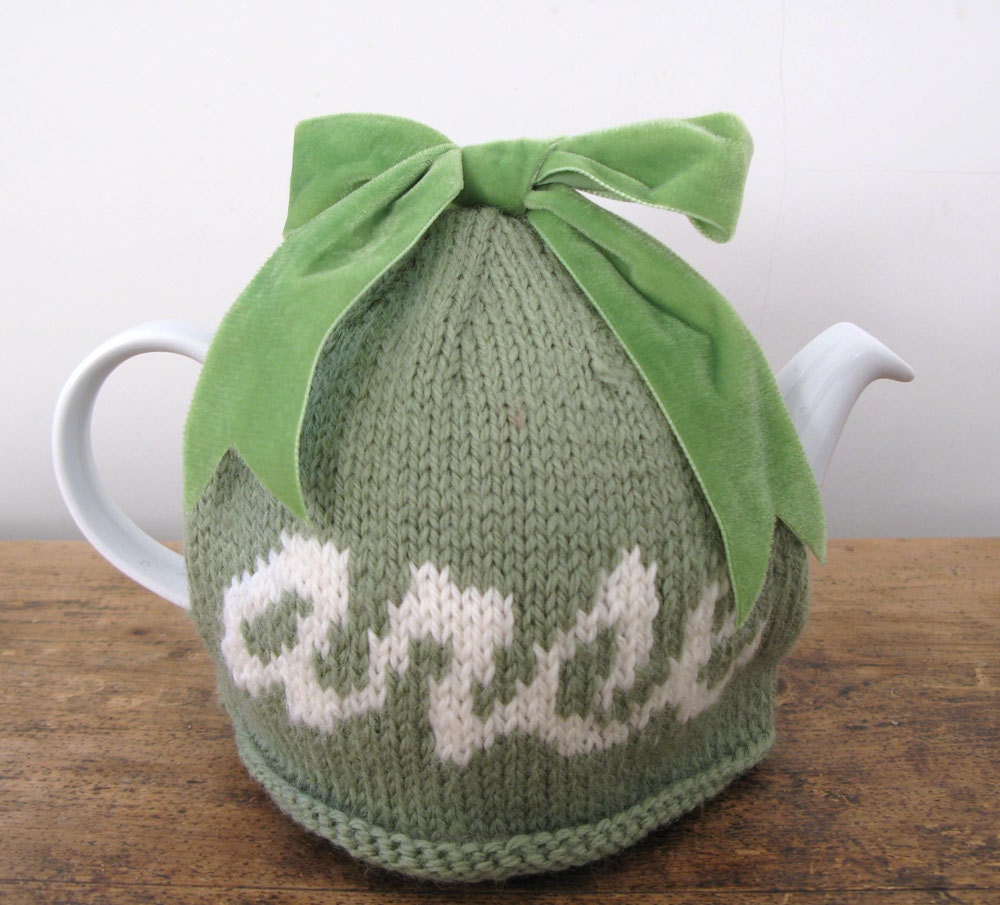 SALE - Rude "arse" green wool tea cosy