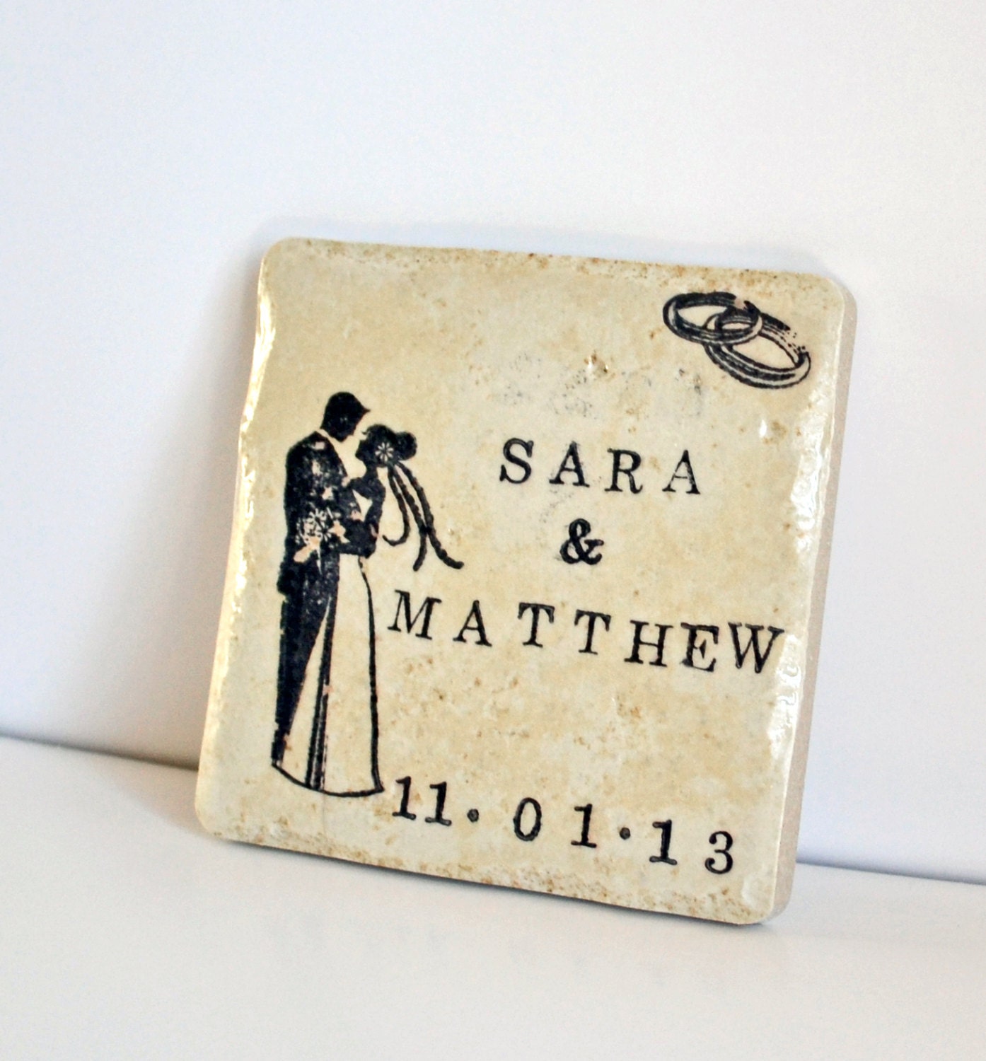 Personalized Name/Date Coasters-Unique Wedding Gift by burlap and blue