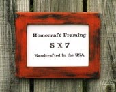 5X7 Picture Frame Distressed Orange Black Frame Country Primitive Wooden