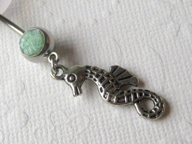 Body Jewelry, Belly Button Jewelry, Seahorse Belly Jewelry, Seahorse Belly Ring