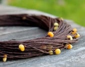 Natural Linen Necklace with Baltic Amber Rustic Jewelry Multi Strand Necklace Eco earth colors Brown Yellow Summer Fashion gift for her
