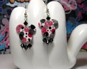 Mickey Mouse Pink and Black Dots Double Sided Print Dangle Earrings