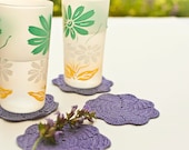 Violet Crochet Coaster Set - Hostess Gift - Housewarming Gift - Bridal Shower