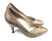 1950s Miss Amore Stilettos Rare Vintage Avant Garde Faux Snakeskin Leather Italian Designer Python Pumps Mid Century Made in Italy with Love