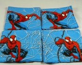 Spiderman Upcycle Vintage Fabric Coasters Set of 4