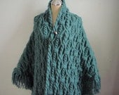 Hand Knitted Cable Green Shawl