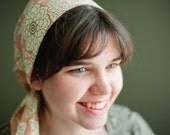 Snood    Peach Floral Hair  Snood - Hair Prayer Covering Veil   Snood  Headcovering Head Cover Tichel