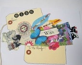 Mixed Media Art Adhesive Package Address LABELS Prints Collage WISH ANGEL