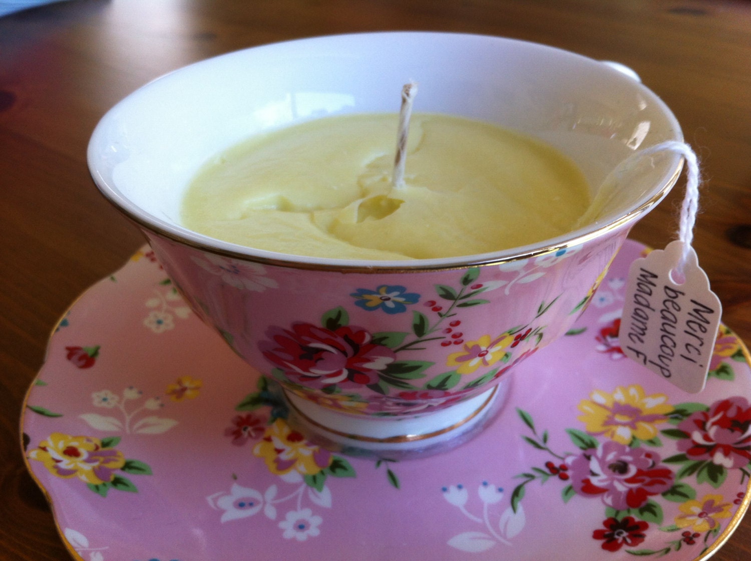China Tea Cup and Saucer with Scented Candle 