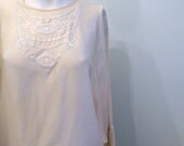 vintage. 80s Cream Silk Slouchy Blouse //  S M