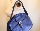 vintage. 60s Extra Large Royal Blue Carry On Bag  // VEGAN Man made Bag