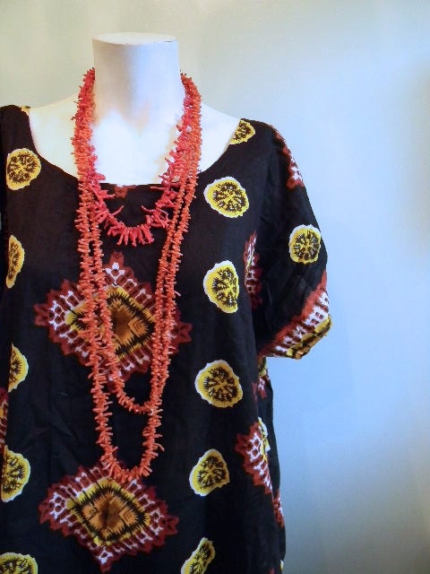 vintage. Black Cotton Tunic  // Mini Dress  // S M L