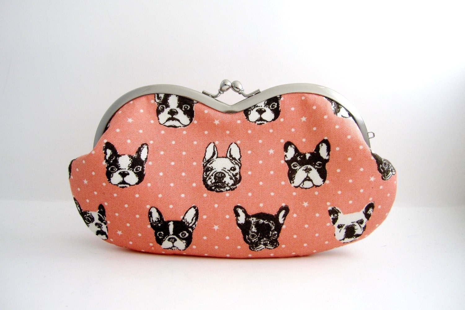 Sunglasses case / Eyeglass Case -french bulldog in pink