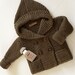 Hand Knitted hooded baby coat Baby coat with pockets Merino hoodie Knit hoodie Pea coat 0-9 month SUMMER SALE