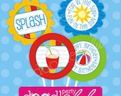 DIY Printable Beach Bash Pool Party Circles / CUPCAKE toppers - 8 Designs from DOODLELULU by 2 june bugs Il_170x135