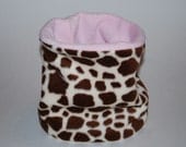 Fleece Kids Neck Warmer / Gaiter / Cowl Scarf - Giraffe Print Pink Cream Brown