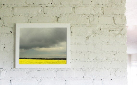 Modern Neon Landscape Photograph Canola Field  11x14   Archival Photograph