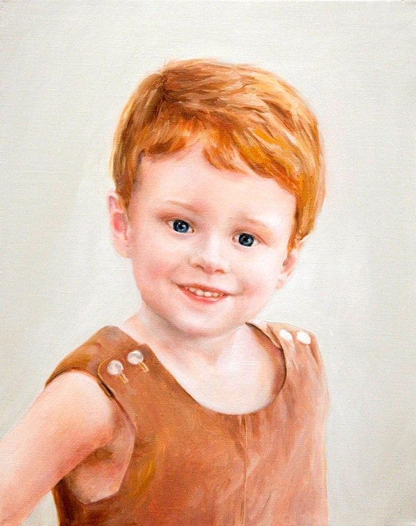 Oil Painting - Custom Portraits from Your Photos - Child Portrait  20x16 inches (Head and Shoulders)