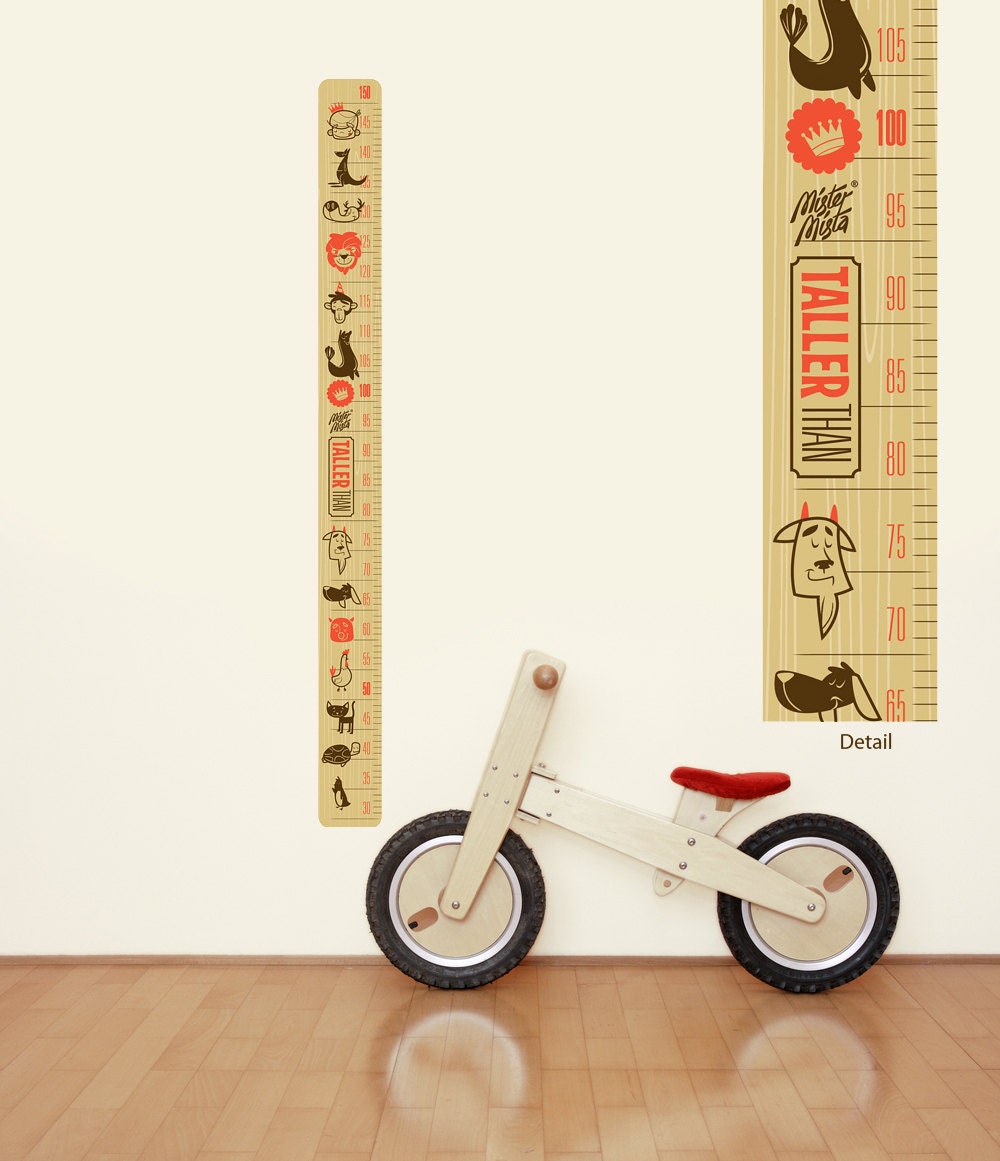 Height Chart Wall Decal 'Taller Than', Fabric Wall Sticker