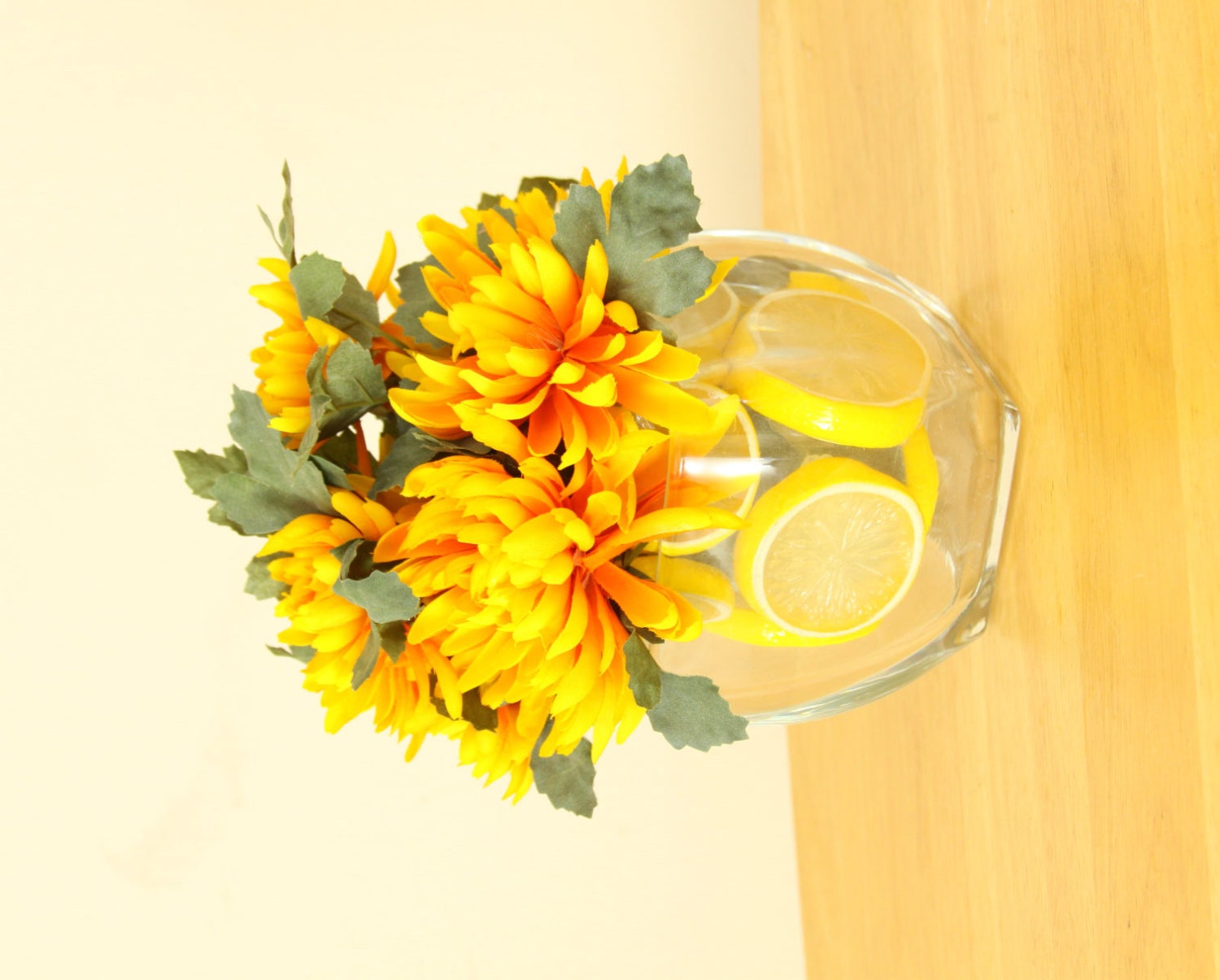 Yellow Lemon Drop Silk Floral Centerpiece // Silk Centerpiece // Yellow Tabletop Centerpiece // Mother's Day Flowers // Unique Centerpiece