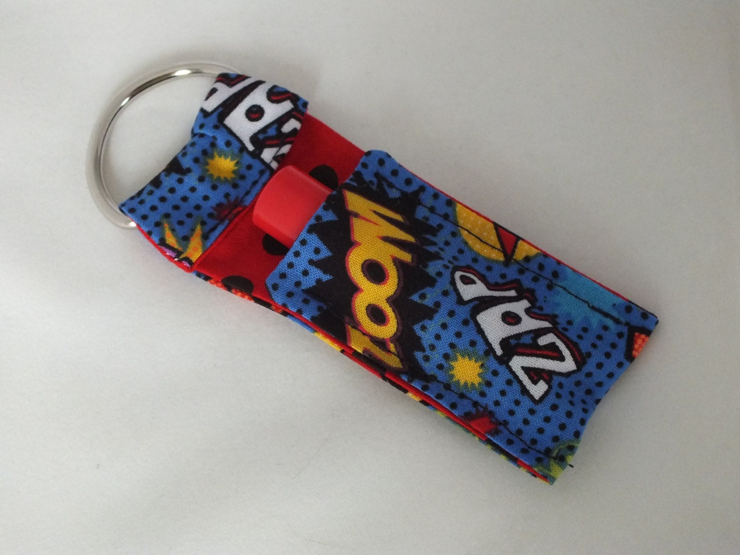 Lipstick Chapstick Holder Keychain COMIC BOOK