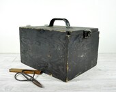 Vintage Painted Wood Box / Rustic Wood Box / Industrial Storage
