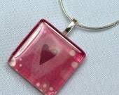 Pink and Heart Valentine Scrabble Tile Pendant, Heart Pendant, Love Jewelry, Heat Necklace, Red Pendant