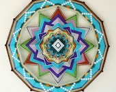Unfolding, a custom order 24 inch Ojo de Dios mandala