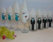 THE ORIGINAL ARTIST of The Hand Painted Personalized Bridesmaid & Groomsmen Glasses - Gift Wrapping Available