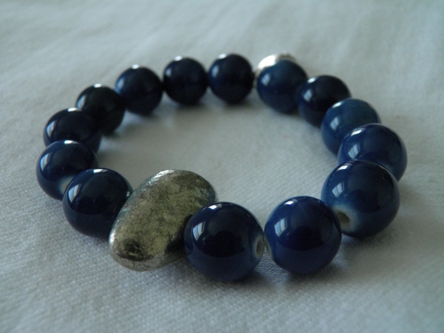 Ceramic Blue Stretch Bracelet