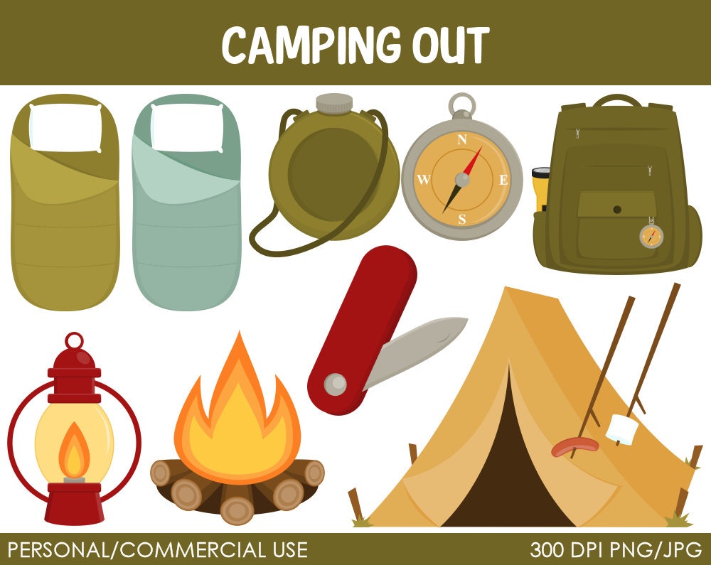 Camping Clipart - Digital Clip Art Graphics for Personal or Commercial Use Il_570xn