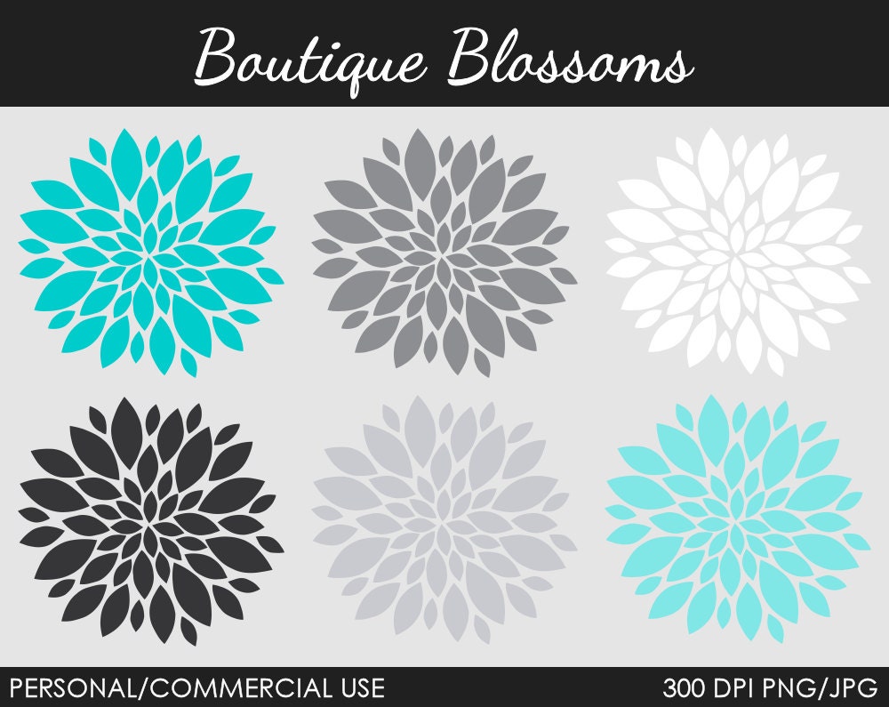Boutique Blossoms Clipart - Digital Clip Art Graphics for Personal or Commercial Use