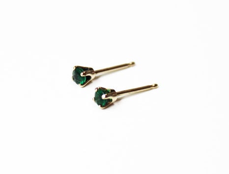 Emerald Stud Earrings (5pt. each diamond cut highest quality)