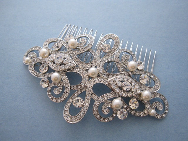 Bridal Hair Comb,SWAROVSKI Crystal and Pearl Wedding Hair Comb,Vintage Inspired Wedding Hair Comb,Bridal Wedding Hair Accessory,headband