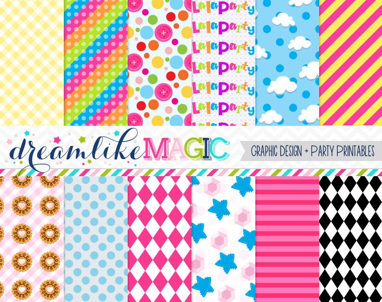Lala Buttons n Stuff- Digital Paper Pack for Personal or Commercial Use Il_570xn