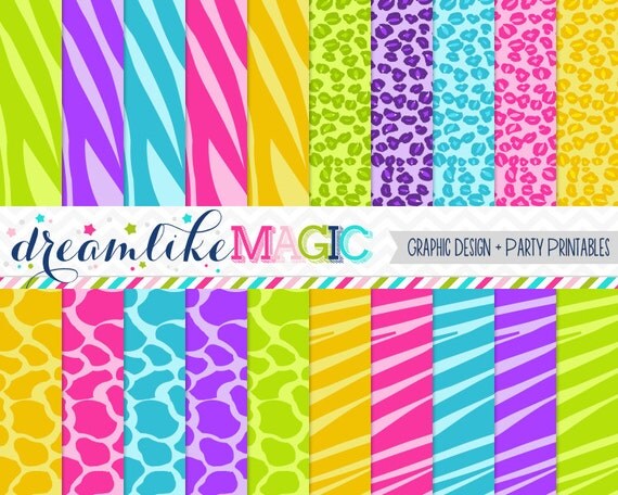 Animal Prints Brights- Digital Paper Pack for Personal or Commercial Use Il_570xn