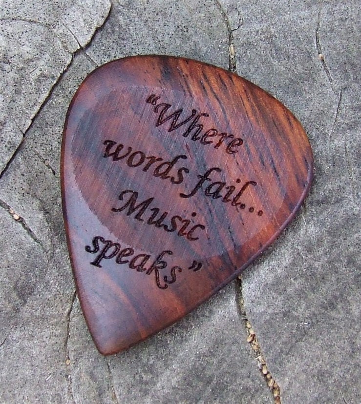 Honduran Rosewood Guitar Pick - 2 Sided Design - Handmade Laser Engraved Premium Guitar Pick