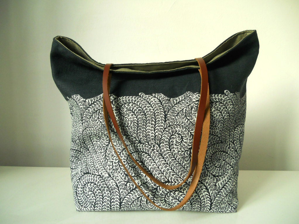 Large linen Indigo tote Burrows