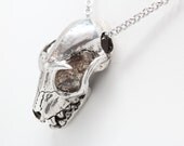 Big Asian Fruit Bat Skull Necklace cast in NYC solid white  bronze