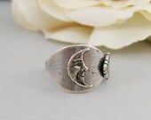 Moon Ring,Ring,Silver,Spoon,Spoon Ring,Antique Ring,Silver Ring,Wrapped,Adjustable,Bridesmaid. Handmade jewelery by valleygirldesigns.