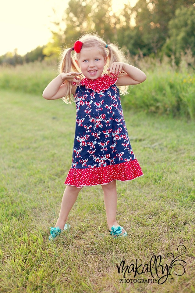Lauren Ruffle Dress - SEWING PATTERN, Girls 3m-10