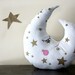 moon pillow, moon decor, moon plush, stuffed moon, crescent moon, stars, luna