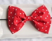 rock it like minnie  big red white polka dot oversized bow headband.