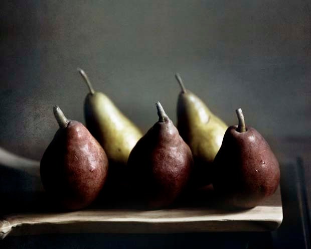 Pears photography, Rustic Kitchen, Food, Dark red, golden yellow, wood, farm house art, wall decor 8x10 - Raceytay