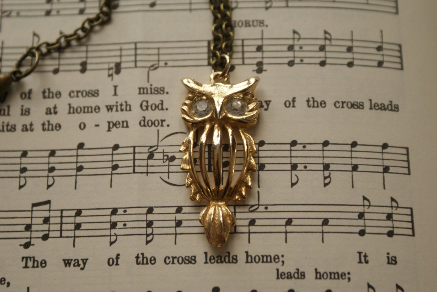 Vintage Owl Charm Pendant Necklace
