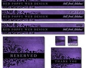 Etsy Banner Shop Set, Purple Black Floral Grunge, Premade Banners, Avatars, Thank you graphic, Chic